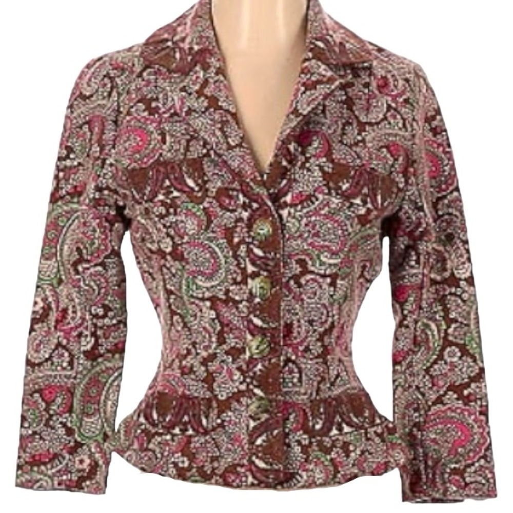 NWT Plenty by Tracy Reese 100% Wool Boho Blazer Taumul Pattern Size